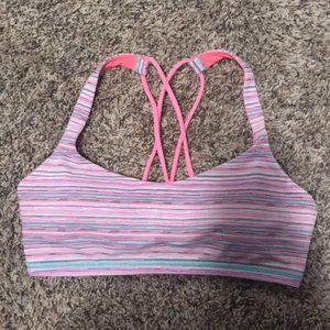 Lululemon Free to be Bra Pink Cyber Stripe